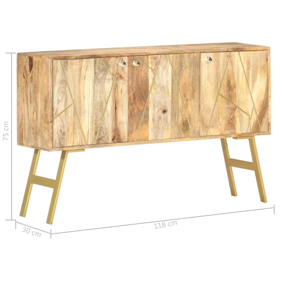 Aparador de madera maciza de mango 118x30x75