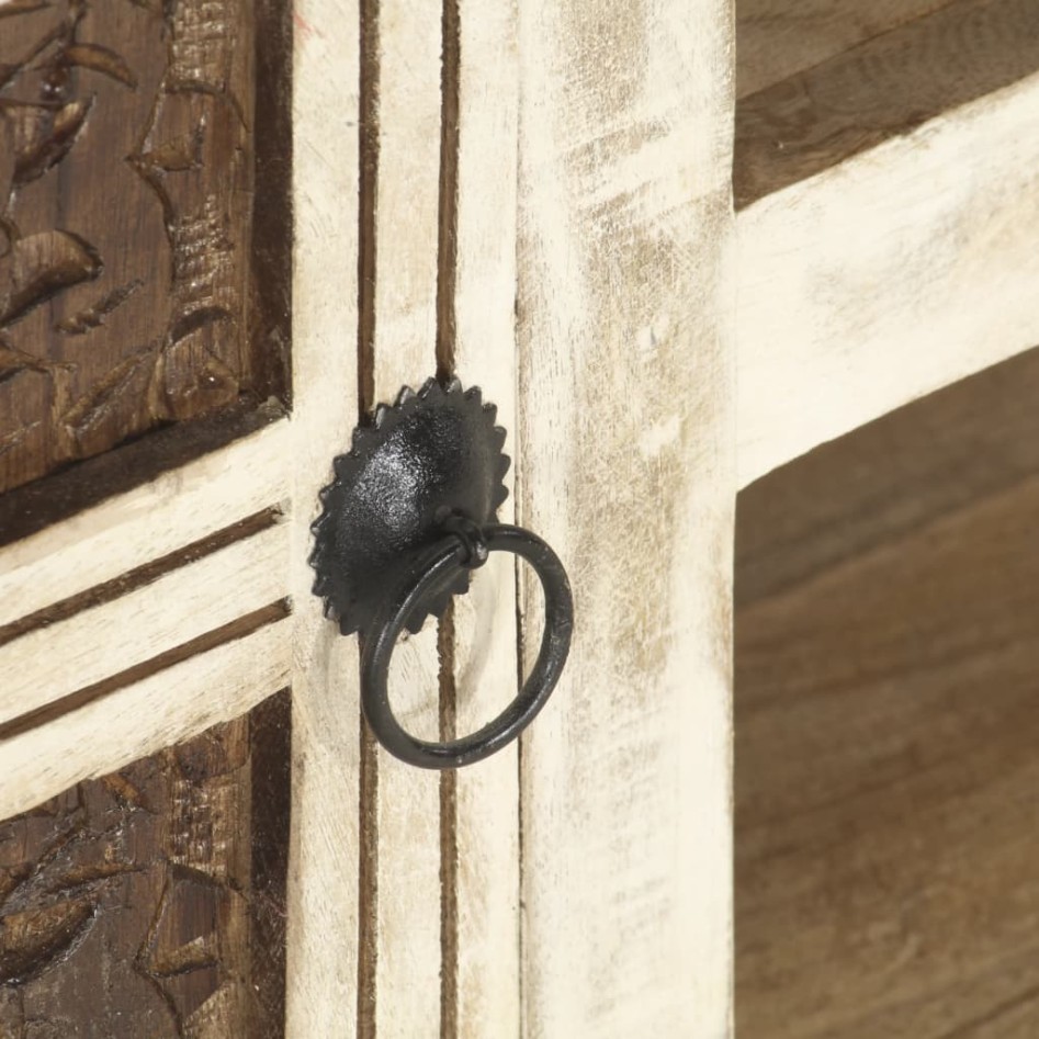 Mueble para TV de madera maciza de mango blanco 130x30x36