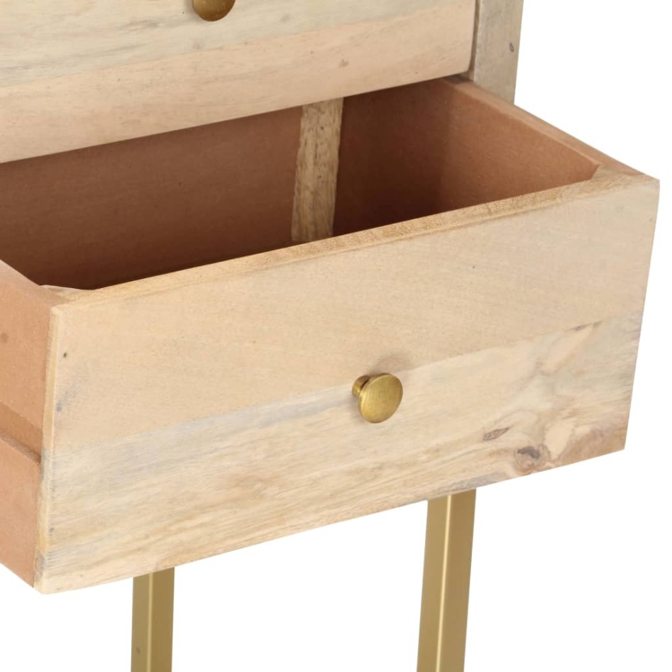 Aparador de madera maciza de mango dorado 120x30x75