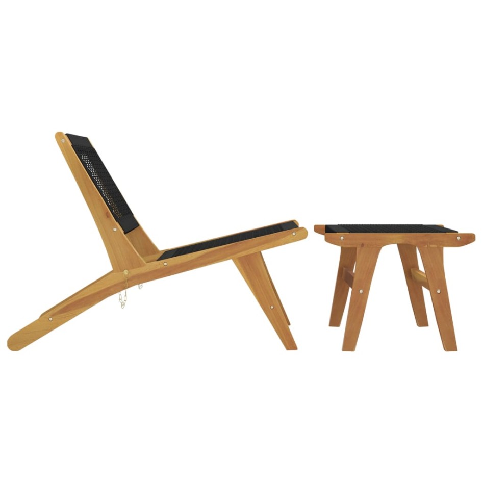 Silla de jardín con reposapiés madera maciza teca y