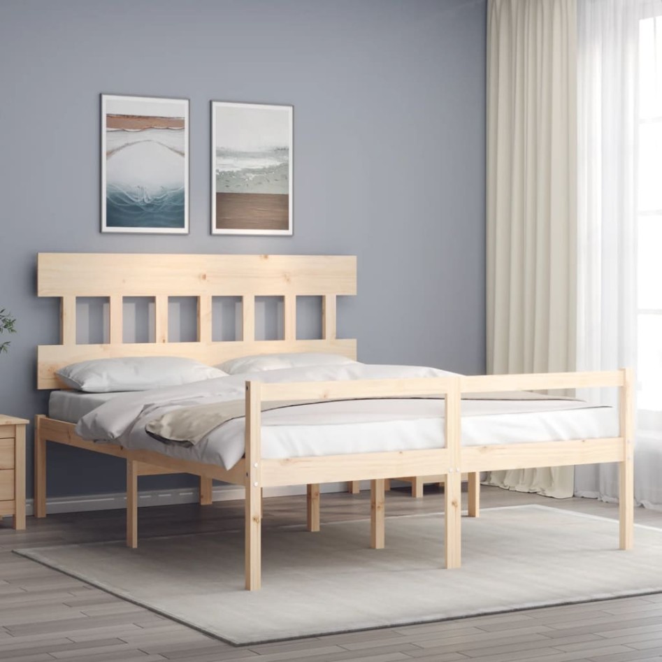 Cama para personas mayores con cabecero madera maciza