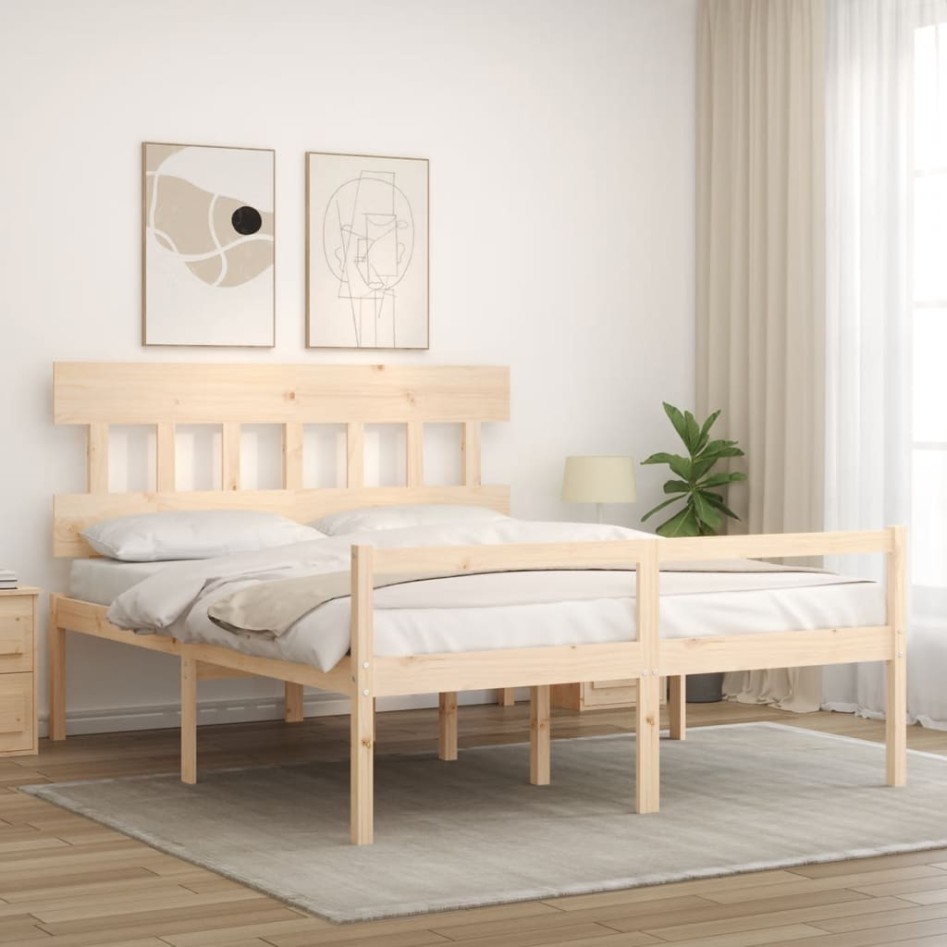 Cama para personas mayores con cabecero madera maciza