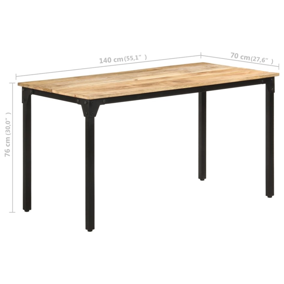 Mesa de comedor madera de mango rugosa 140x70x76