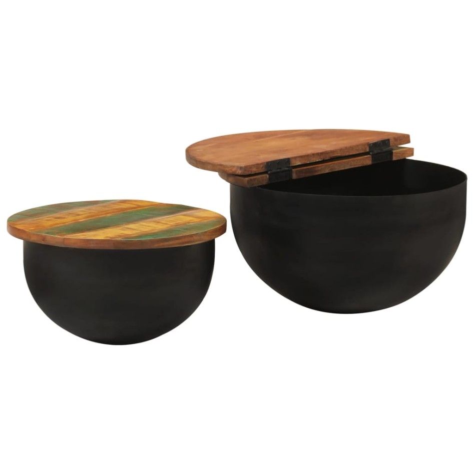 Juego de mesas de centro 2 piezas madera maciza