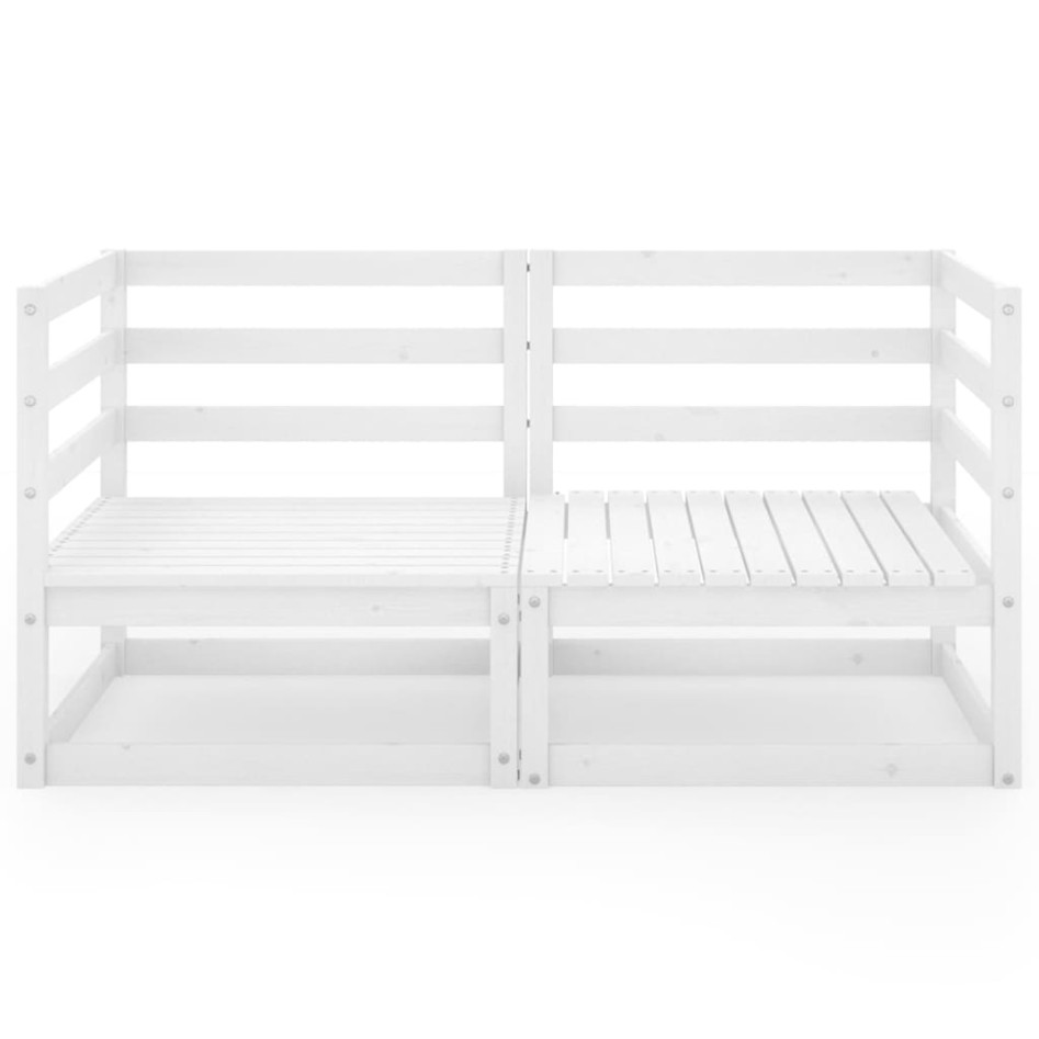 Sofá de jardín 2 plazas blanco madera maciza