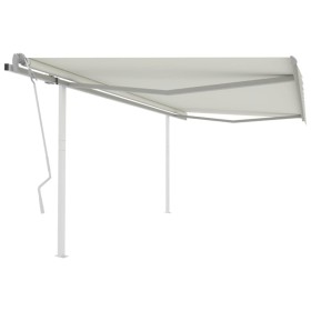 Toldo retráctil manual con postes crema 4,5x3