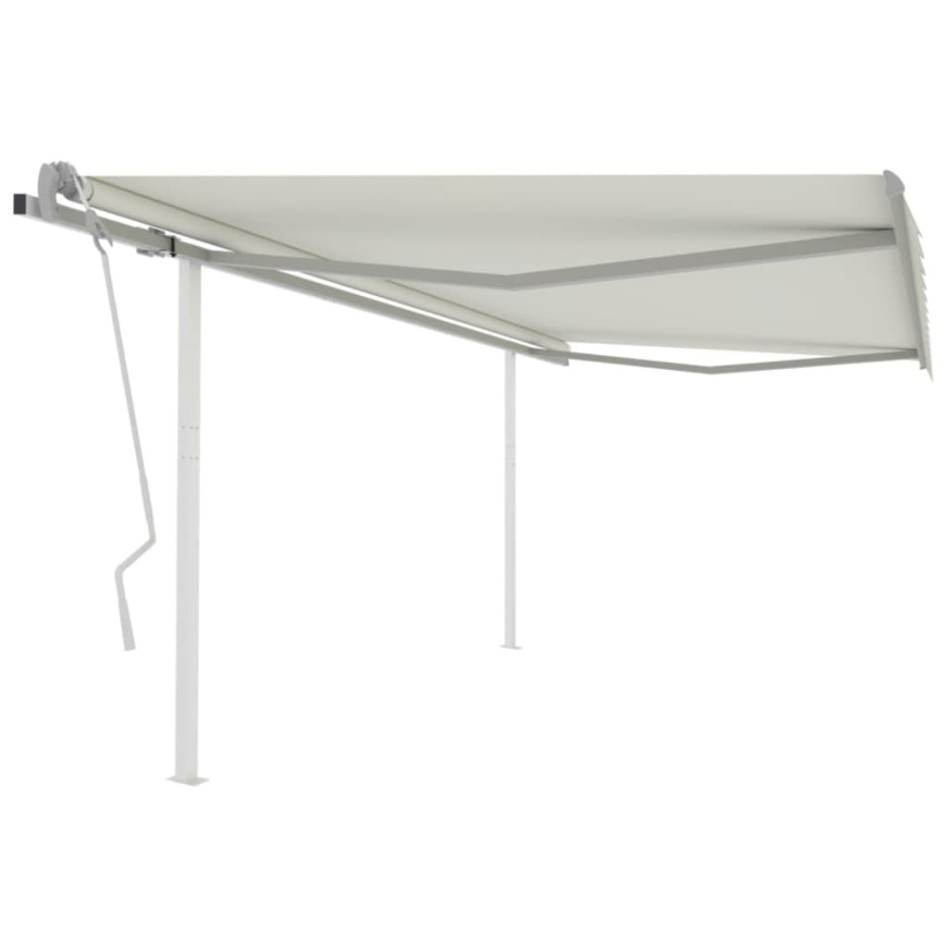 Toldo retráctil manual con postes crema 4,5x3