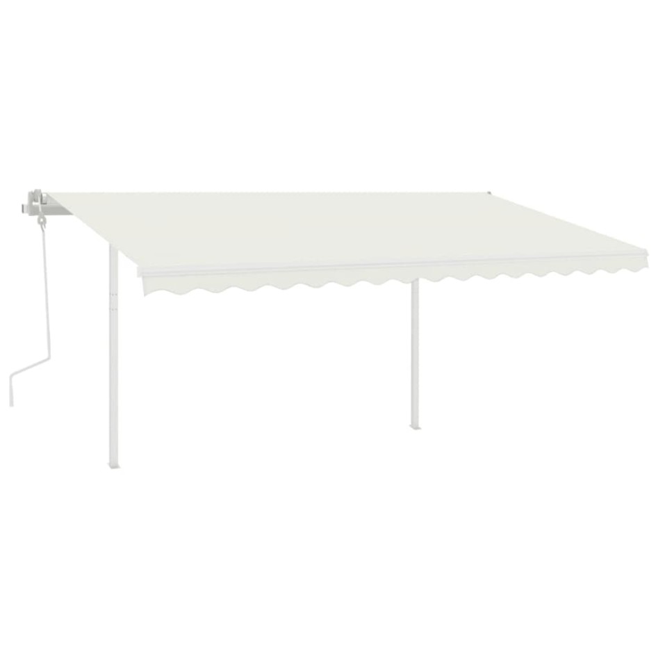 Toldo retráctil manual con postes crema 4,5x3
