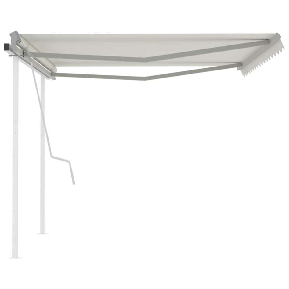 Toldo retráctil manual con postes crema 4,5x3