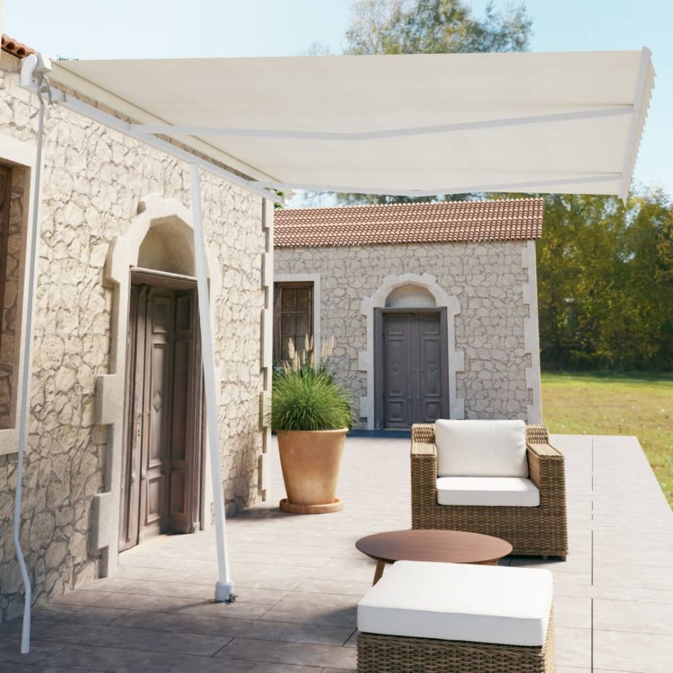 Toldo de pie manual retráctil crema 350x250