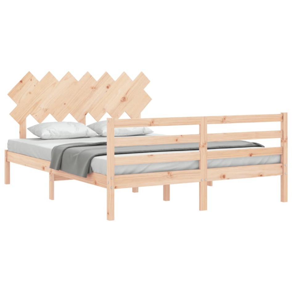 Estructura de cama con cabecero madera maciza 140x200