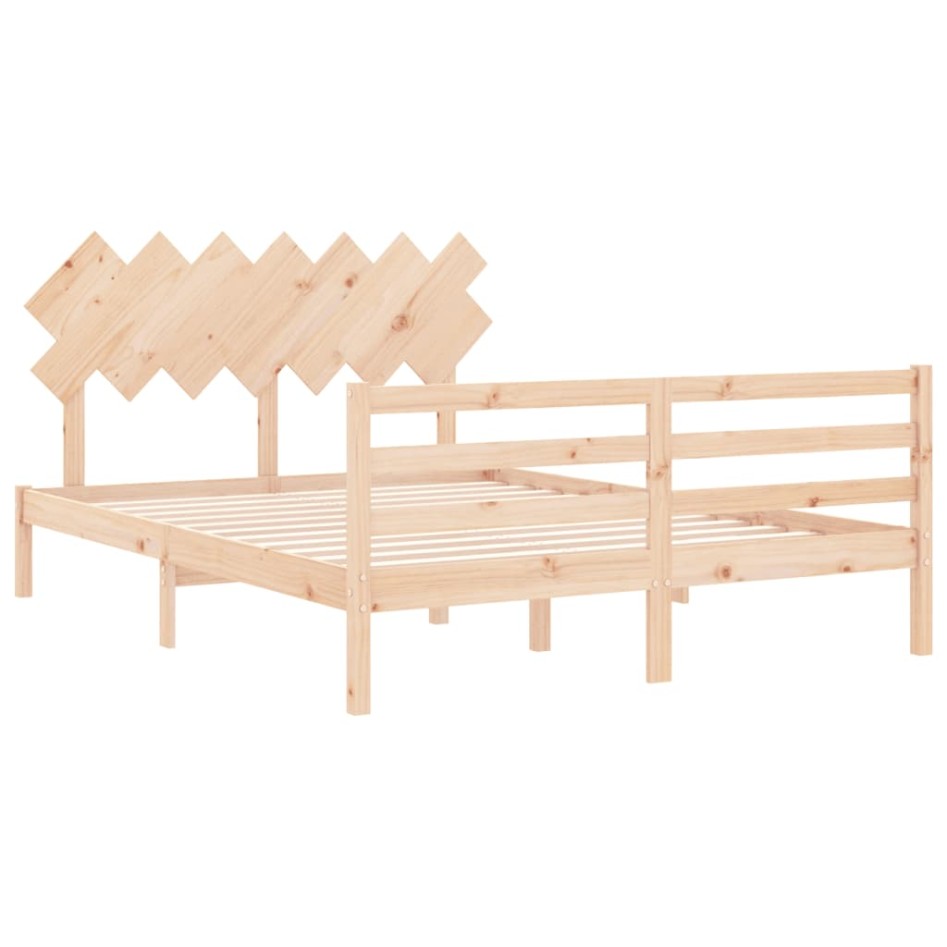 Estructura de cama con cabecero madera maciza 140x200