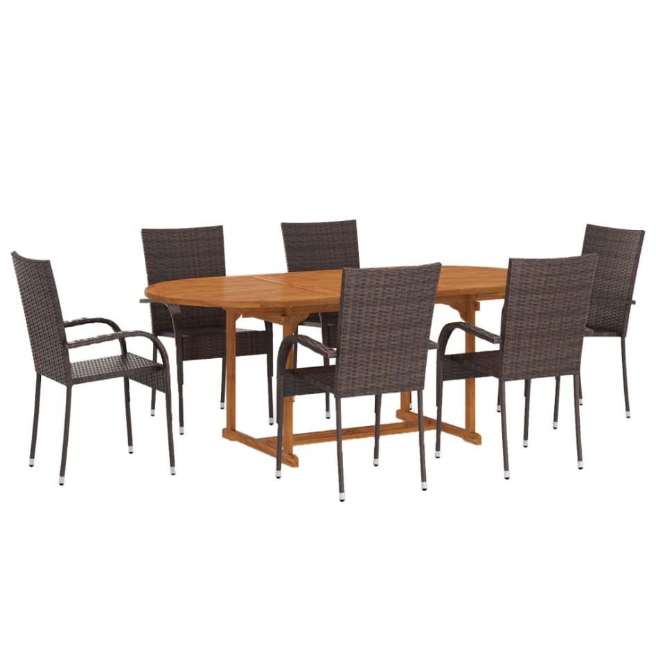 Set de comedor de jardín de 7 piezas ratán sintético