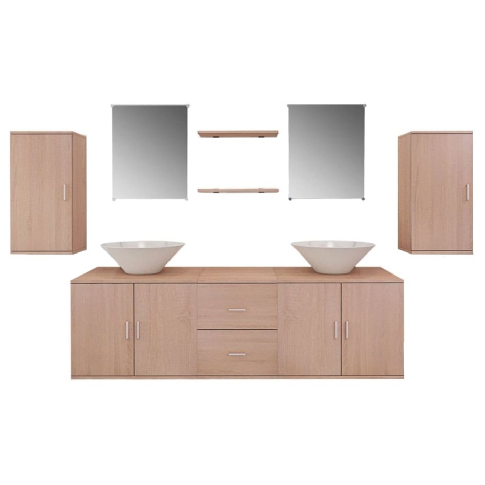 Conjunto de muebles de baño y lavabo 9 piezas