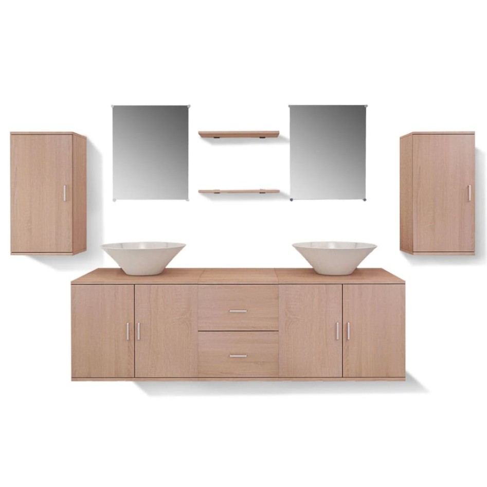 Conjunto de muebles de baño y lavabo 9 piezas