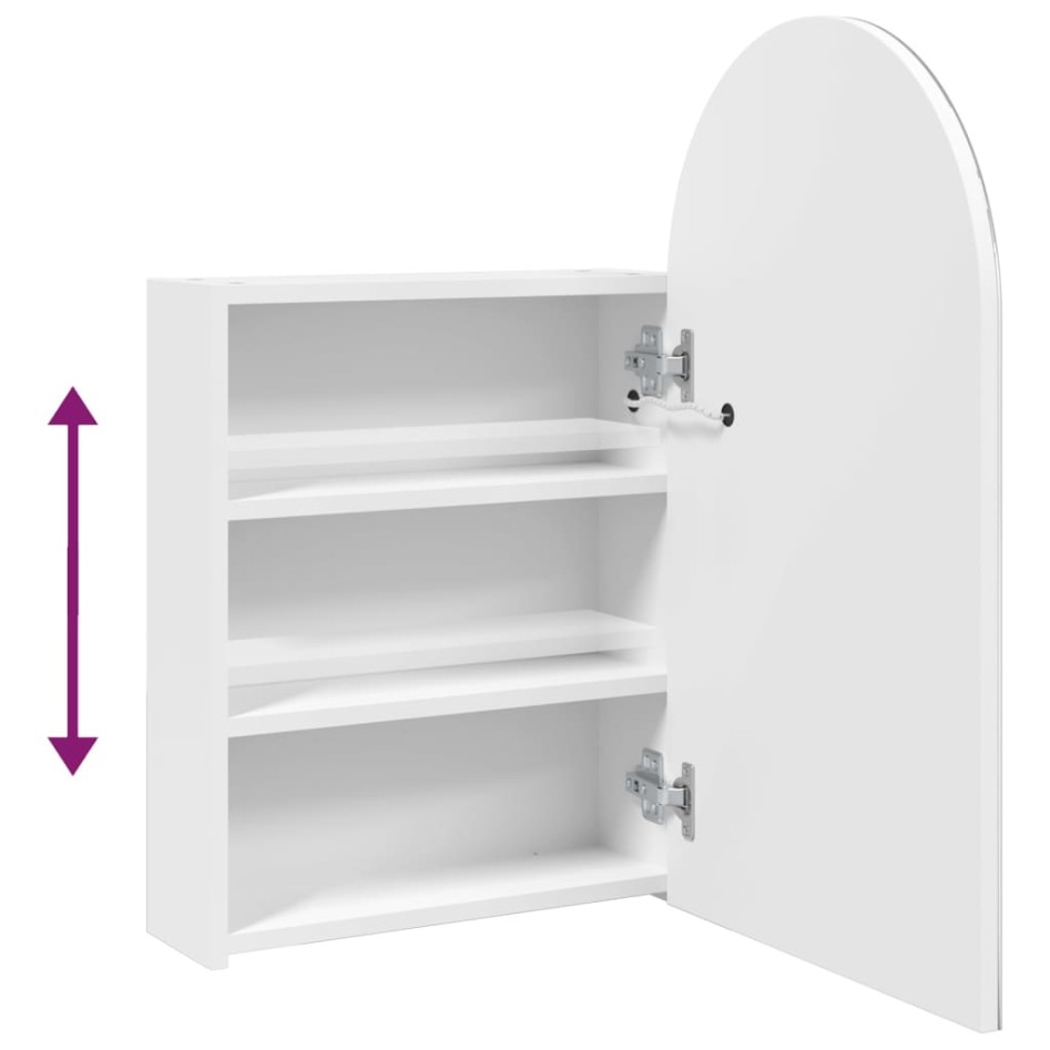 Mueble de baño con espejo arqueado y luz LED blanco 42x13x70