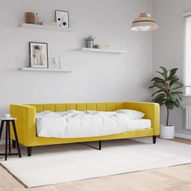 Sofá cama con colchón terciopelo amarillo 80x200