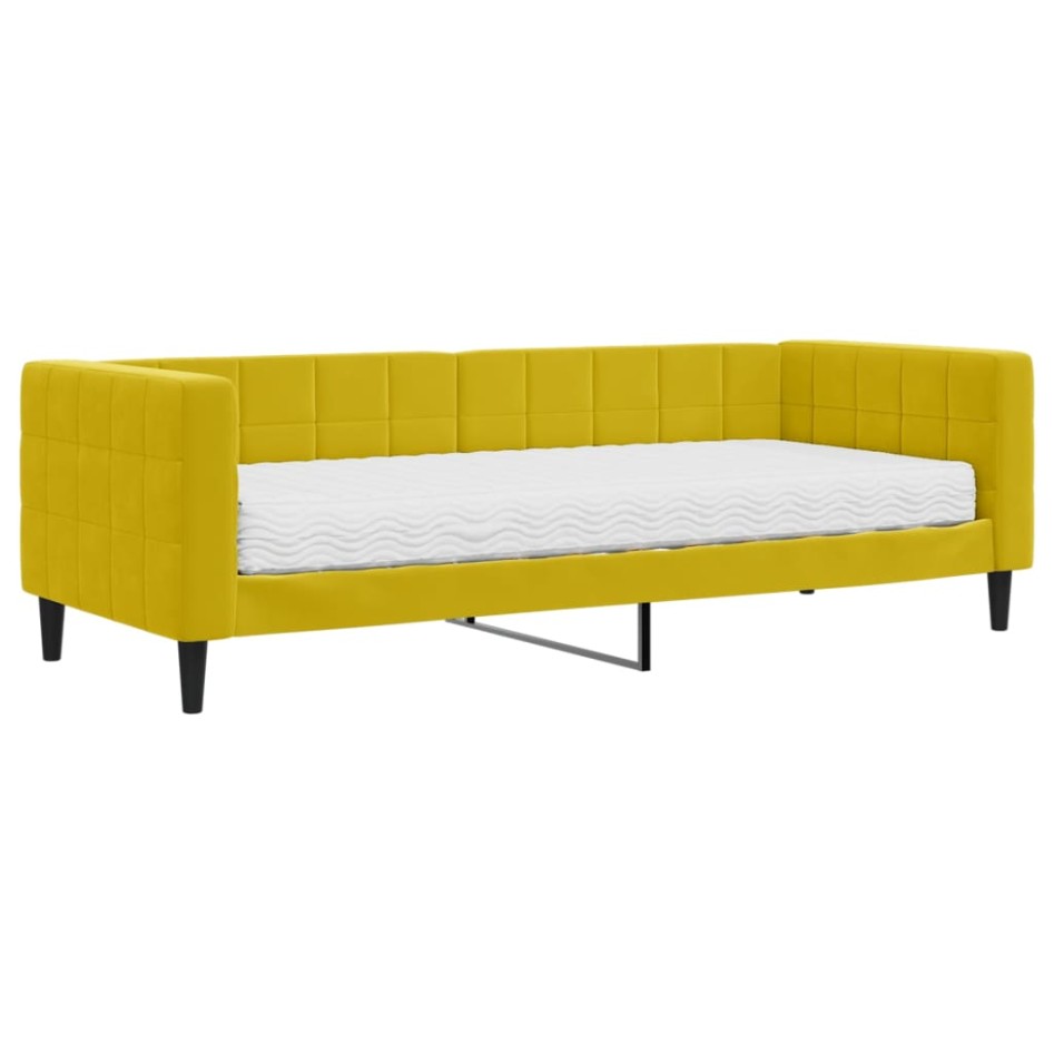 Sofá cama con colchón terciopelo amarillo 80x200