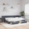Sofá cama nido con cajones terciopelo gris oscuro 80x200 cm