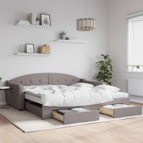 Sofá cama nido con cajones tela gris taupe 100x200