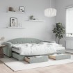 Sofá cama nido con cajones terciopelo gris claro 80x200 cm