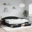 Sofá cama nido con cajones terciopelo negro 80x200 cm