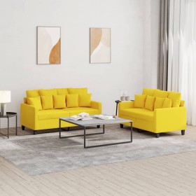 Juego de sofás con cojines 2 piezas tela amarillo