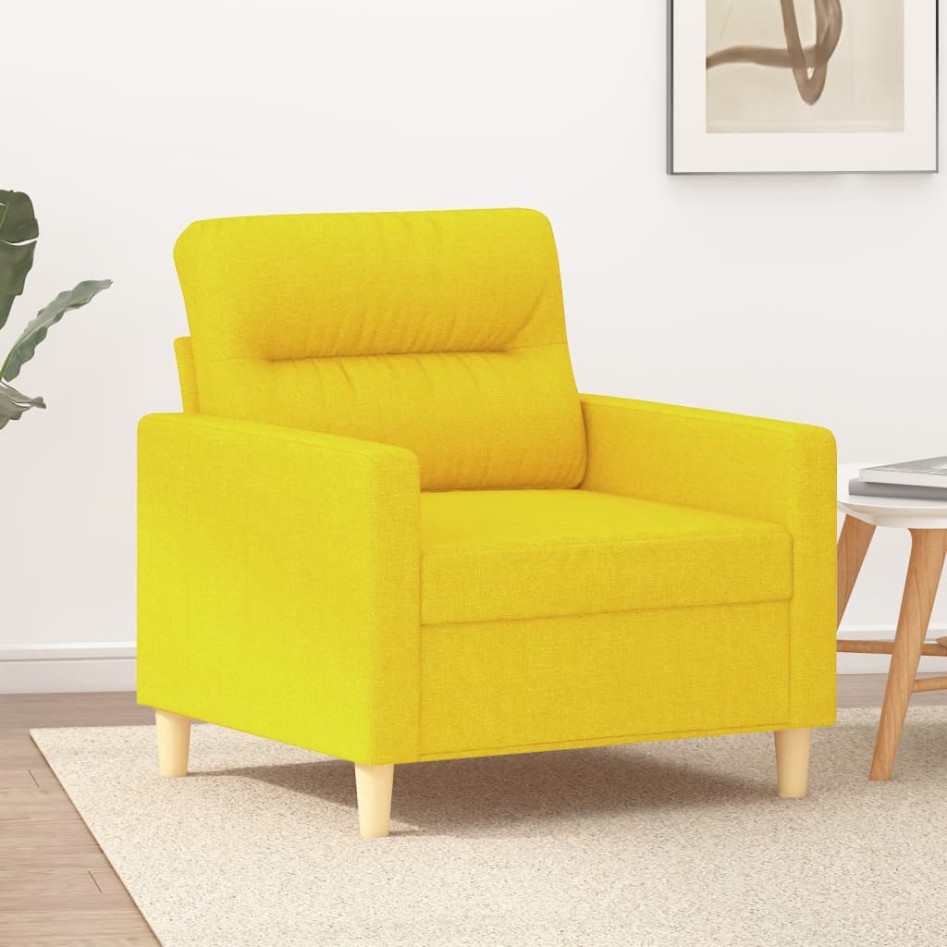 Sillón de tela amarillo claro 60