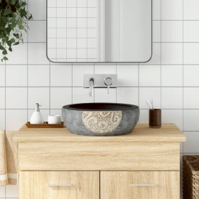 Lavabo sobre encimera redondo cerámica marrón y negro Φ41x14