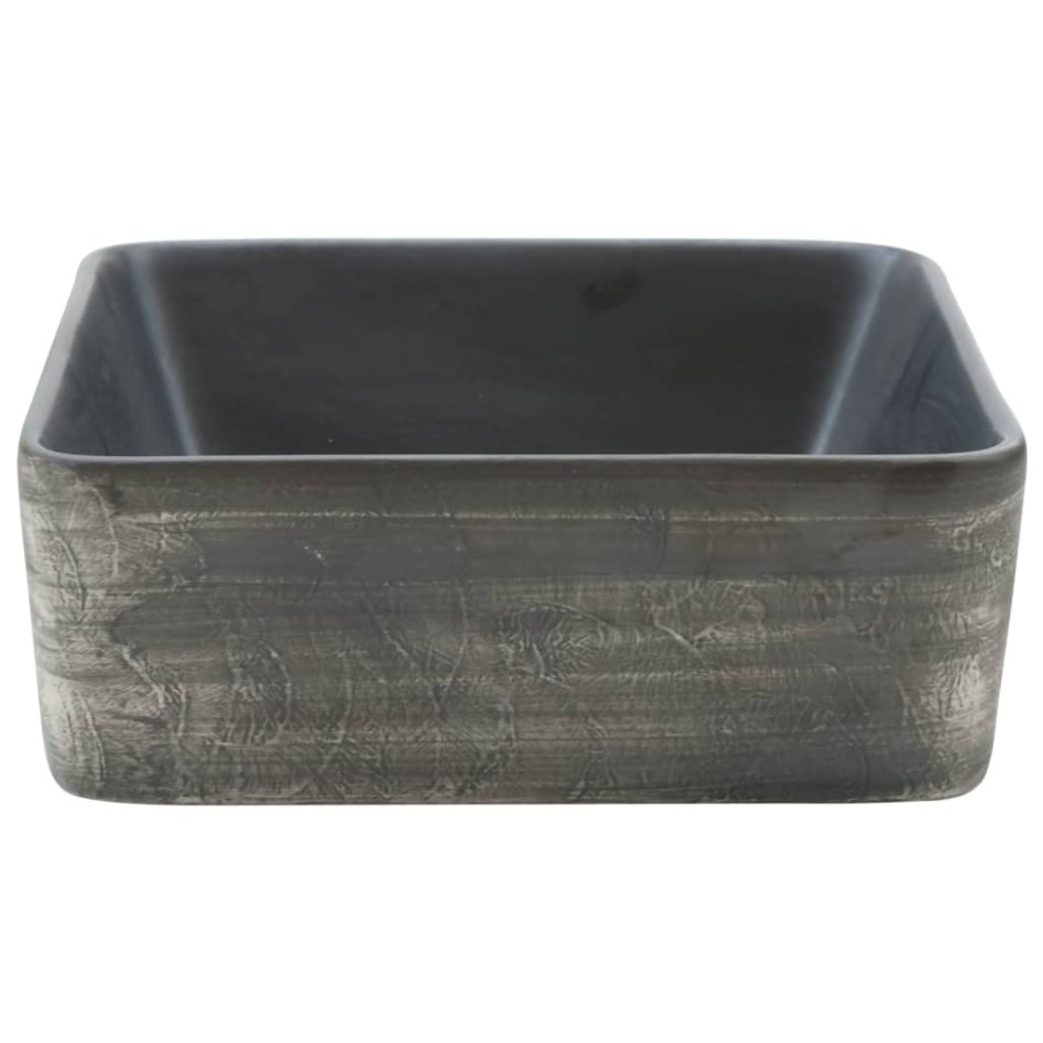 Lavabo encimera rectangular cerámica negro marrón 46x35,5x13