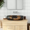 Lavabo sobre encimera ovalado cerámica negro 59x40x14 cm
