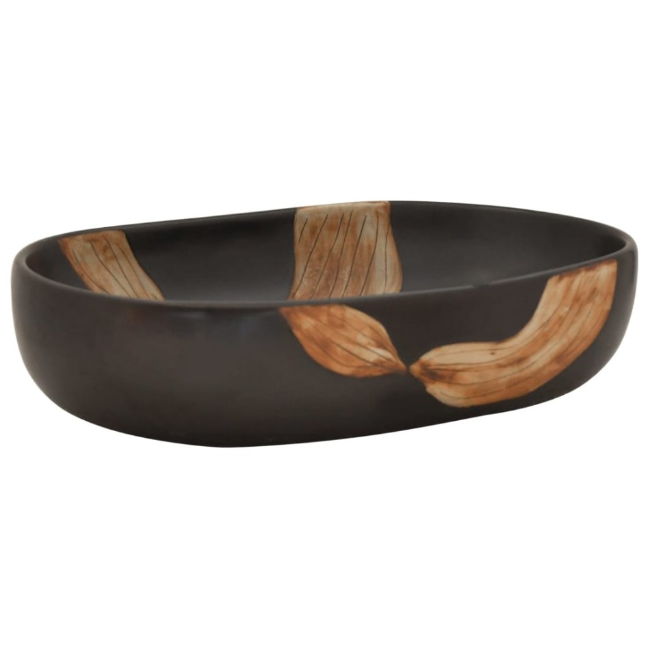 Lavabo sobre encimera ovalado cerámica negro 59x40x14