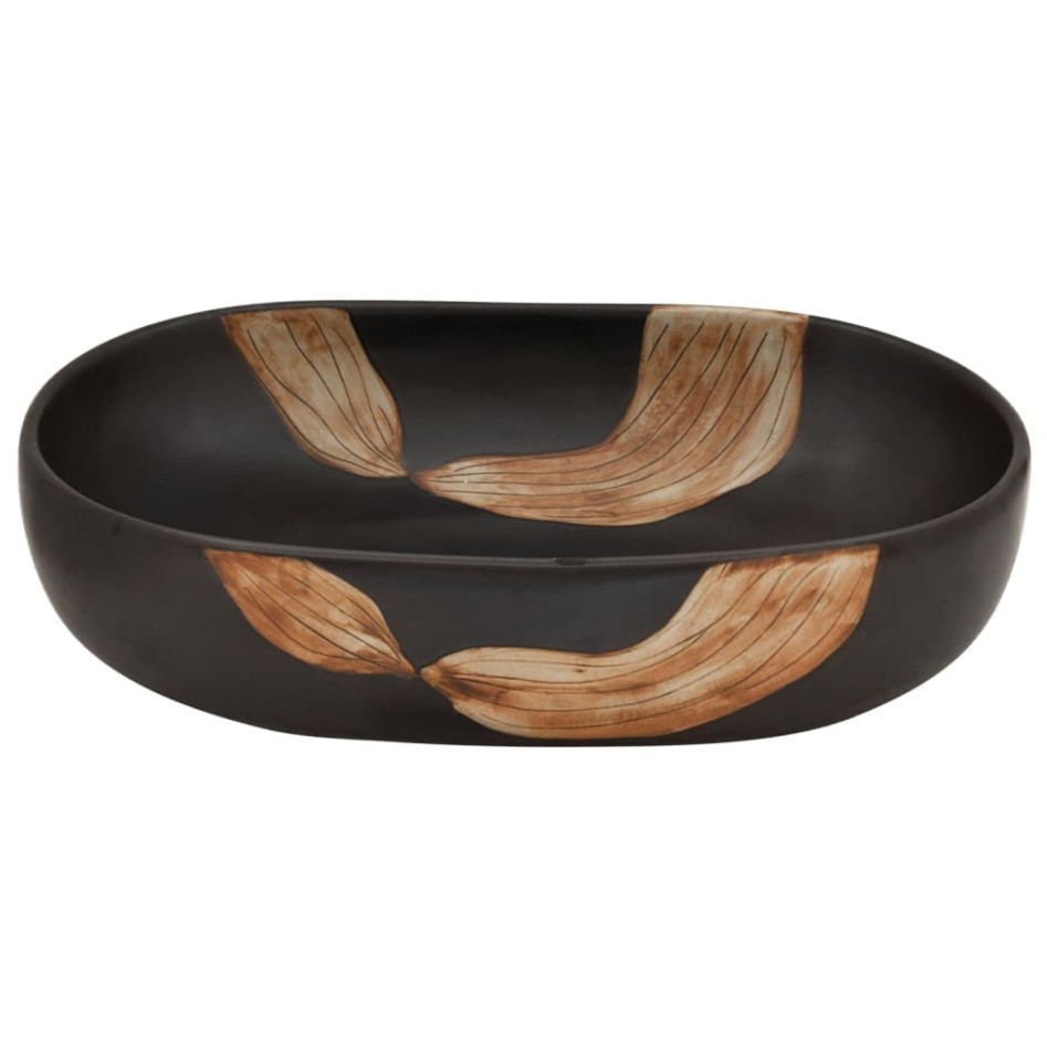 Lavabo sobre encimera ovalado cerámica negro 59x40x14