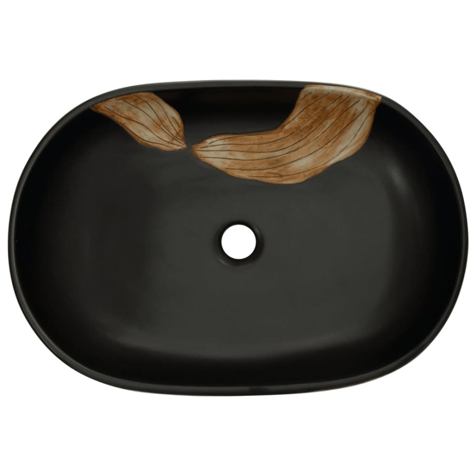 Lavabo sobre encimera ovalado cerámica negro 59x40x14