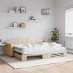 Sofá cama nido con colchón tela crema 90x200 cm