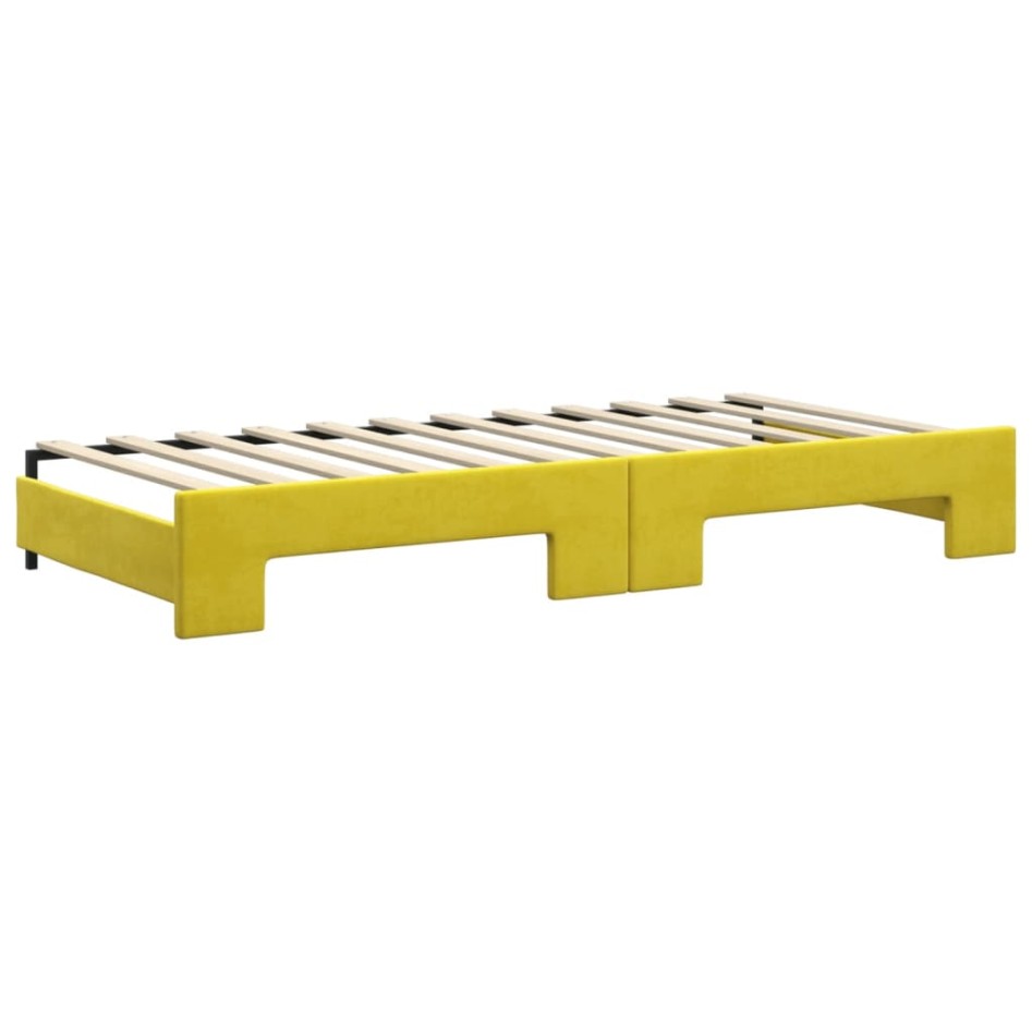 Sofá cama nido con cajones terciopelo amarillo 90x200