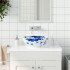Lavabo sobre encimera redondo cerámica blanco y azul Φ41x14