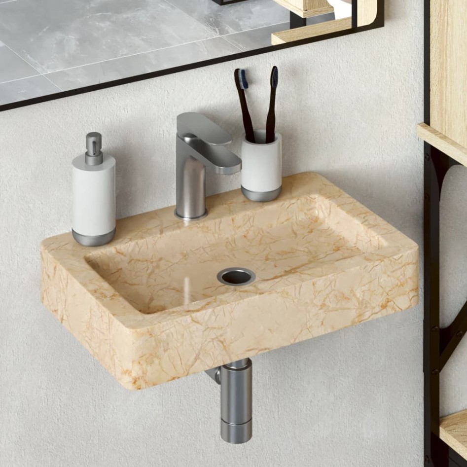 Lavabo de pared mármol crema 38x24x6,5