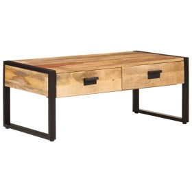 Mesa de centro hierro y madera maciza de mango 100x54x40