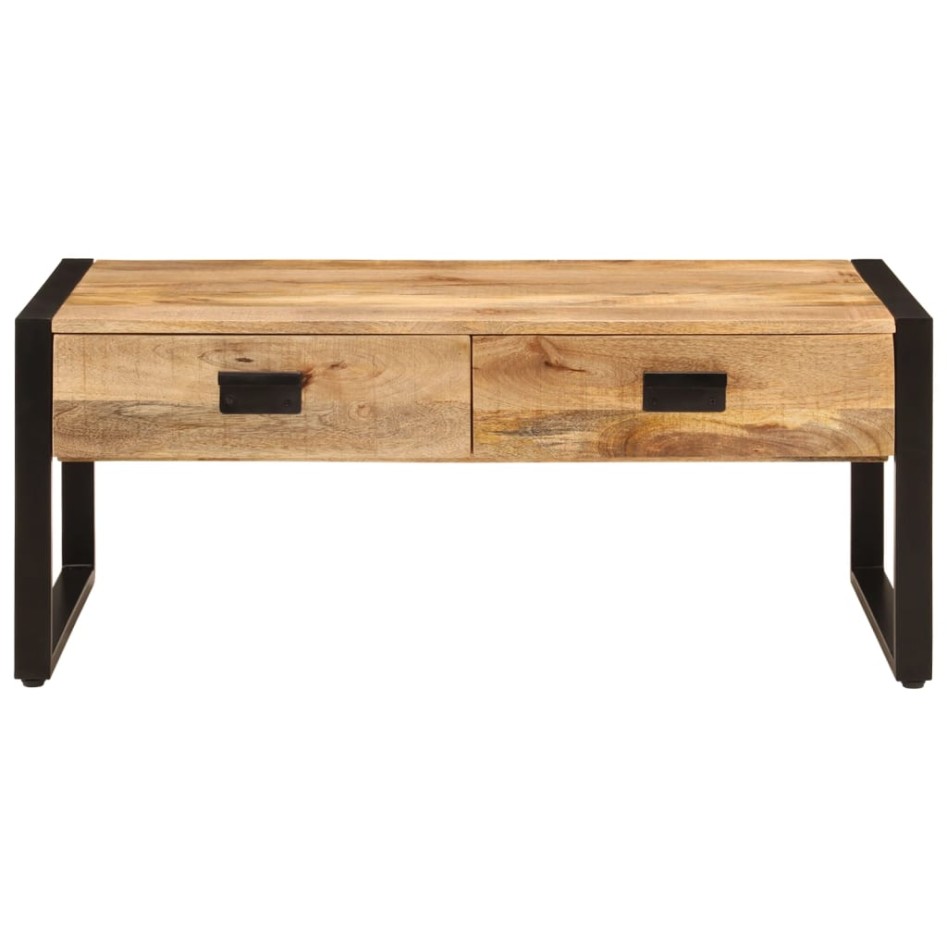 Mesa de centro hierro y madera maciza de mango 100x54x40