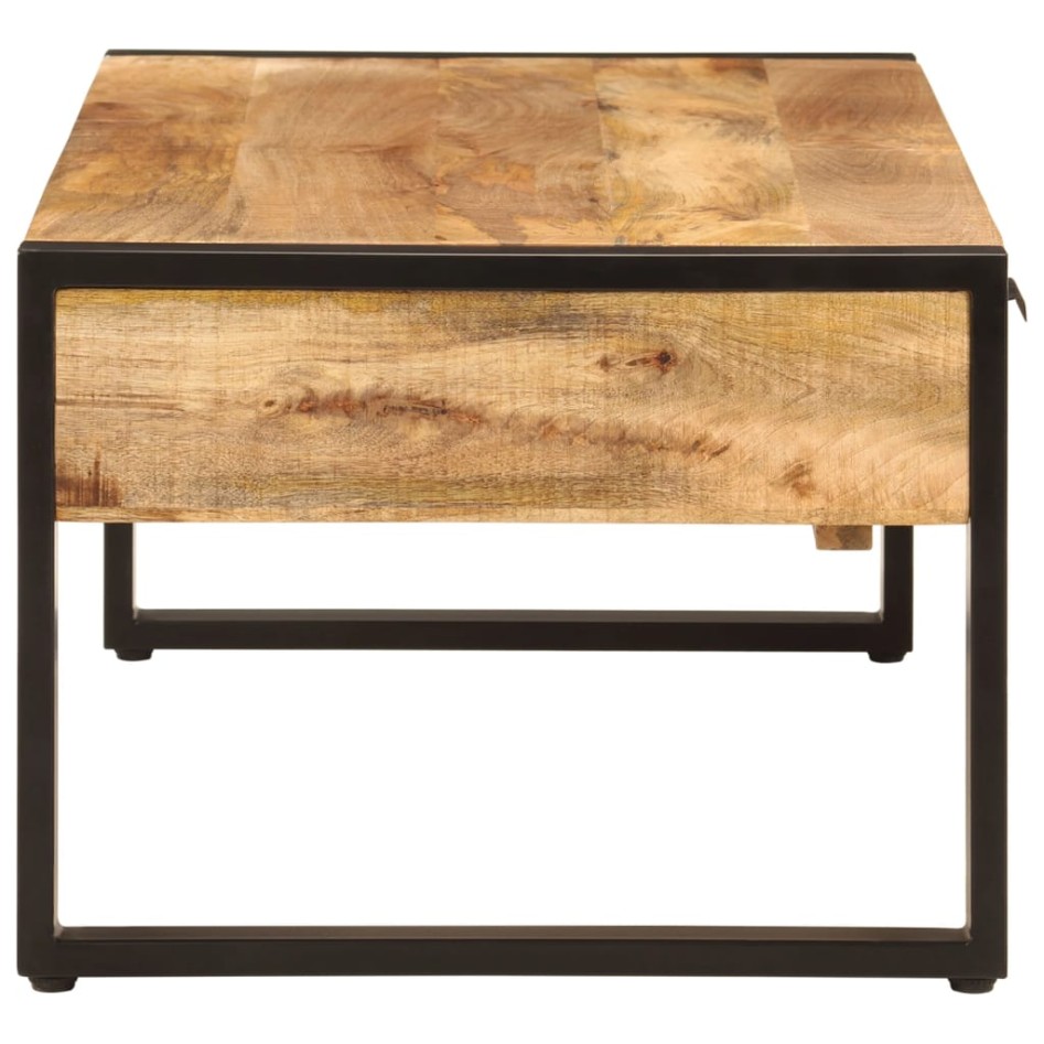 Mesa de centro hierro y madera maciza de mango 100x54x40