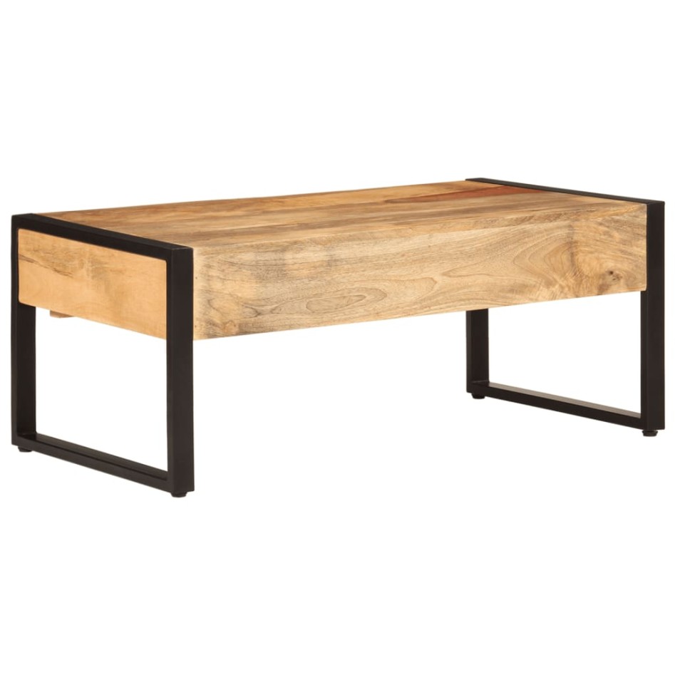 Mesa de centro hierro y madera maciza de mango 100x54x40