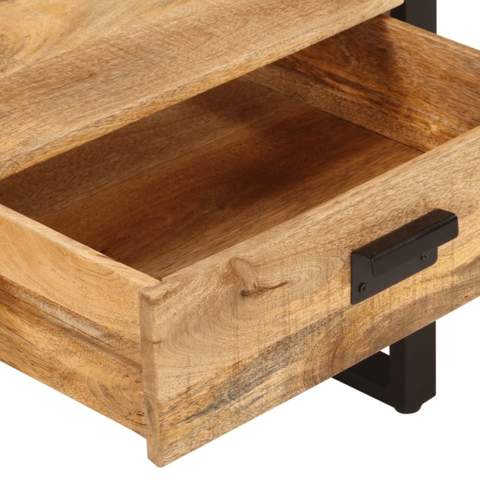 Mesa de centro hierro y madera maciza de mango 100x54x40