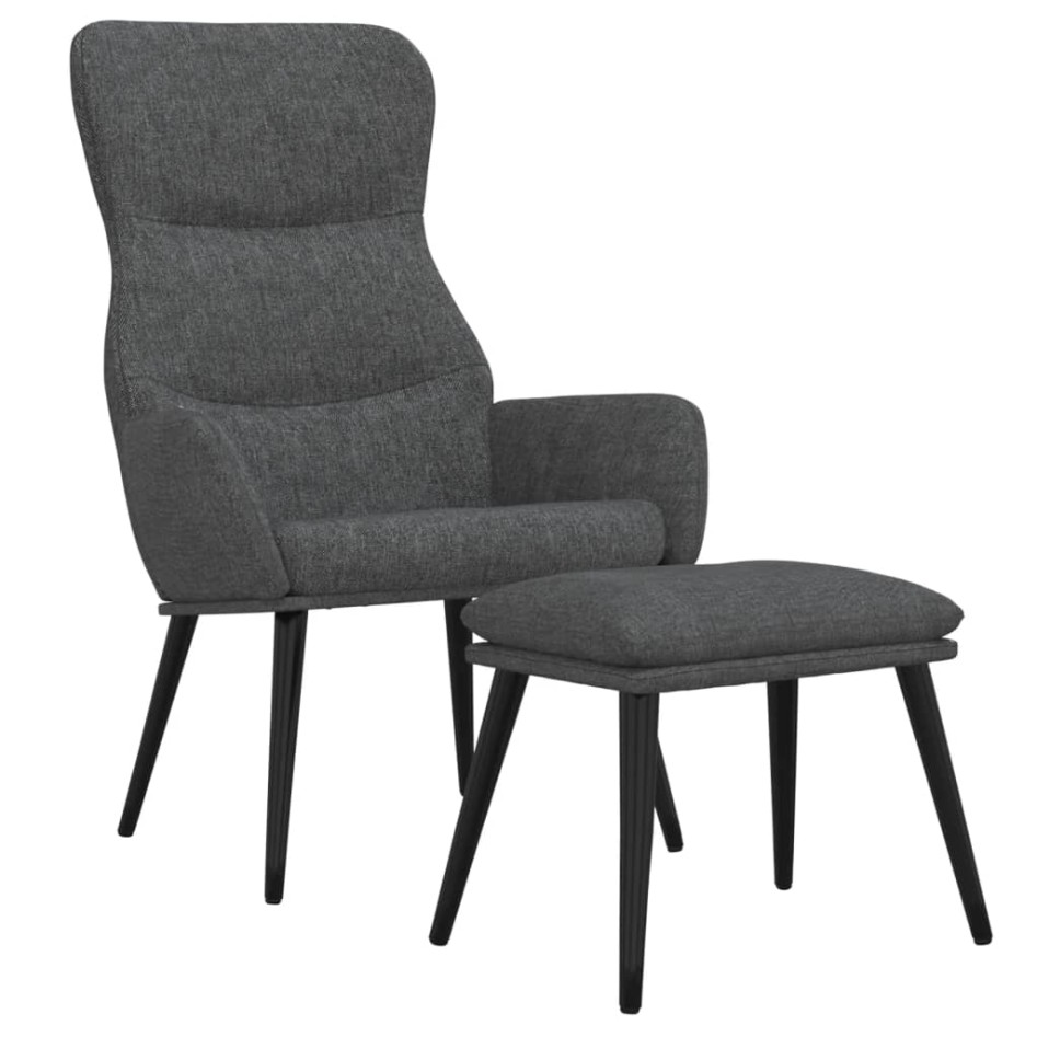 Sillón de relax con reposapiés de tela gris