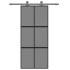 Puerta corredera vidrio templado y aluminio negra 90x205