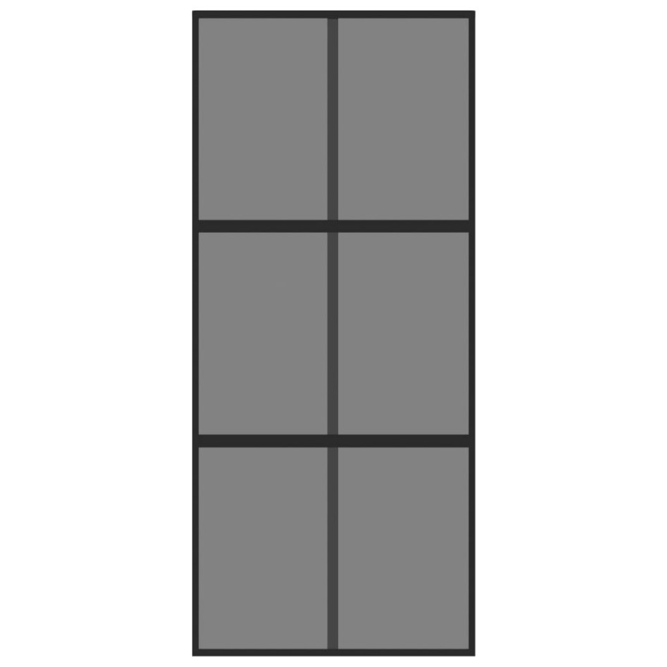 Puerta corredera vidrio templado y aluminio negra 90x205