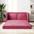 Sofá cama de suelo 2 en 1 terciopelo rojo tinto 122x204x55