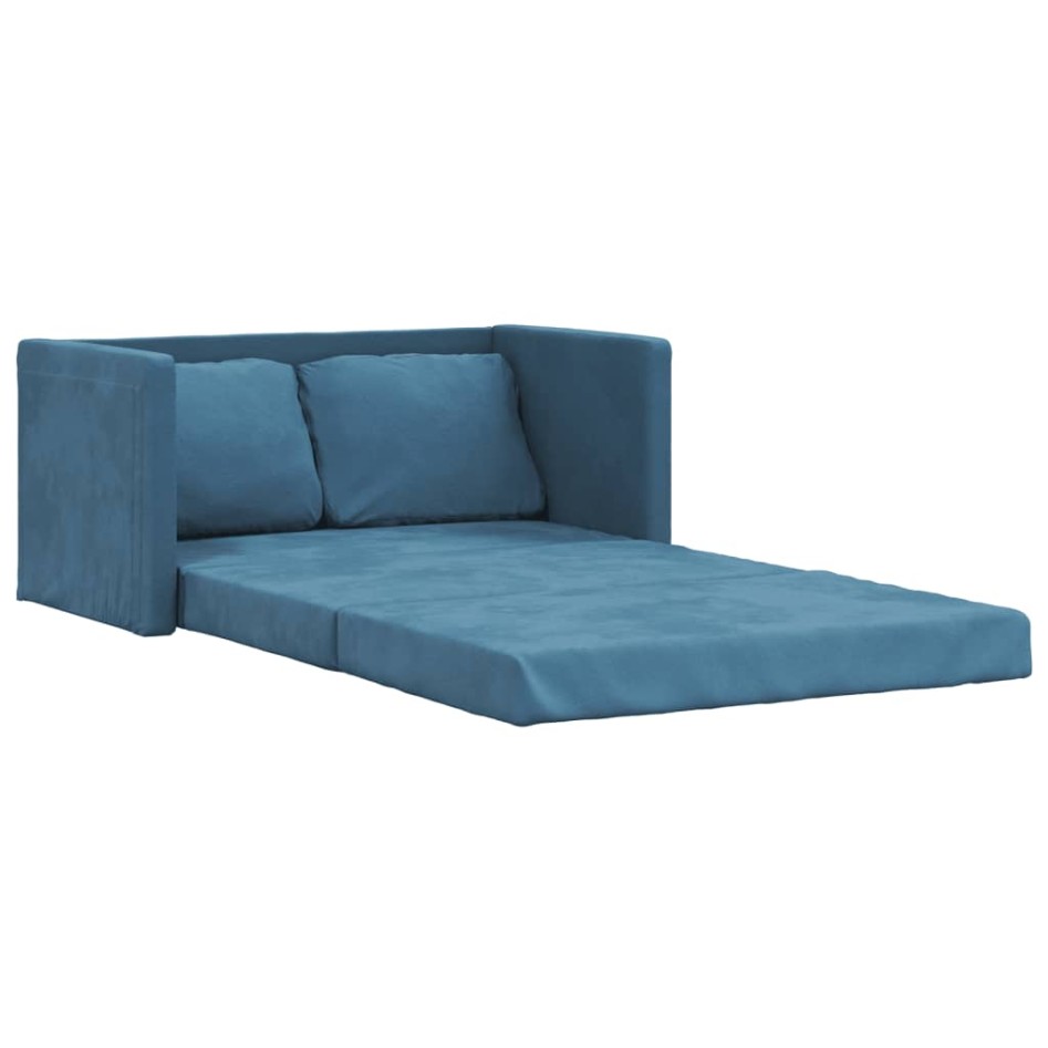 Sofá cama de suelo 2 en 1 terciopelo azul 122x204x55