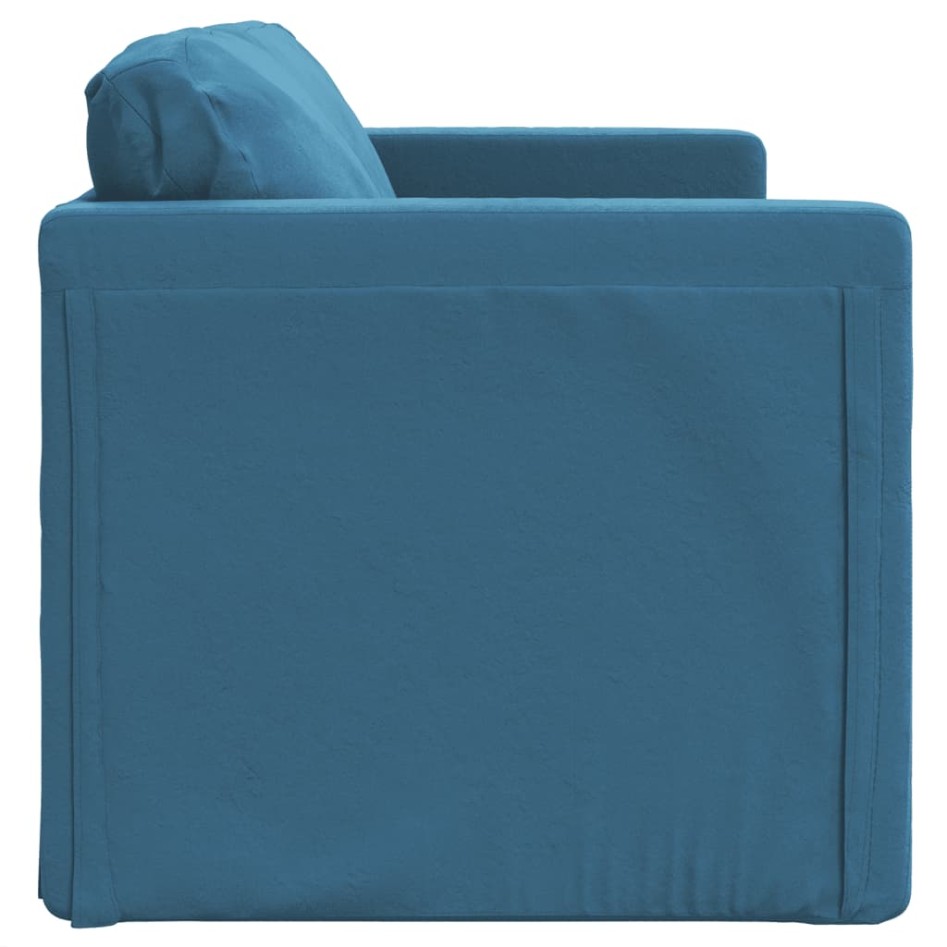 Sofá cama de suelo 2 en 1 terciopelo azul 122x204x55