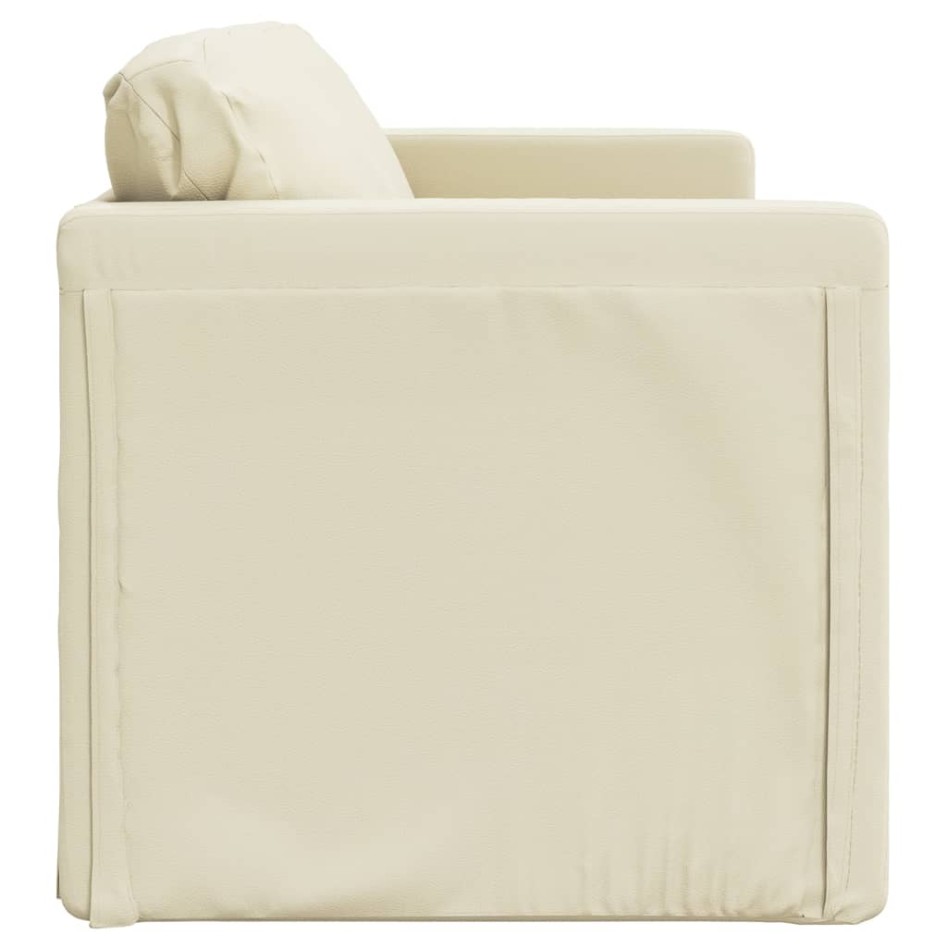 Sofá cama de suelo 2 en 1 cuero sintético crema 112x174x55